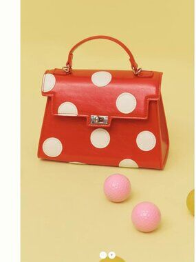 Melie Bianco Maisel Faux Leather Top-Handle Crossbody Bag Polka Dots RED
